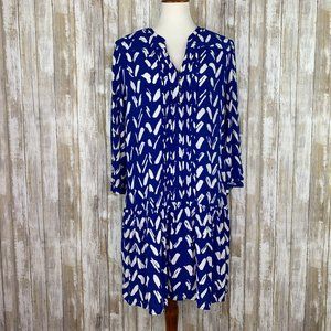 Anthro Maeve Blue White Caravane Tunic Dress Large